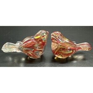 Clear Glass Bird Paperweight Swirl Pattern.
